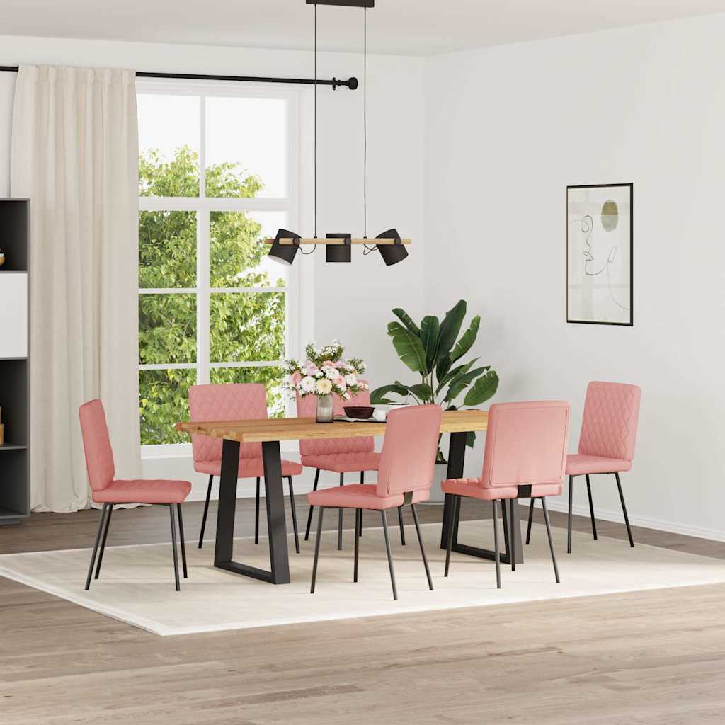 Cadeiras de jantar 6 pcs couro artificial rosa