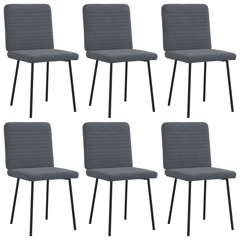 Cadeiras de jantar 6 pcs veludo cinzento-escuro