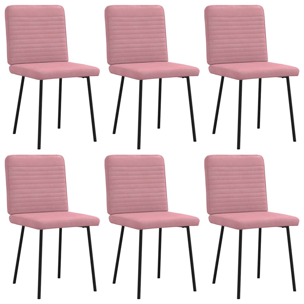 Cadeiras de jantar 6 pcs veludo rosa