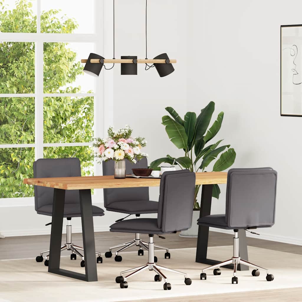 Cadeiras de jantar 4 pcs couro artificial cinzento