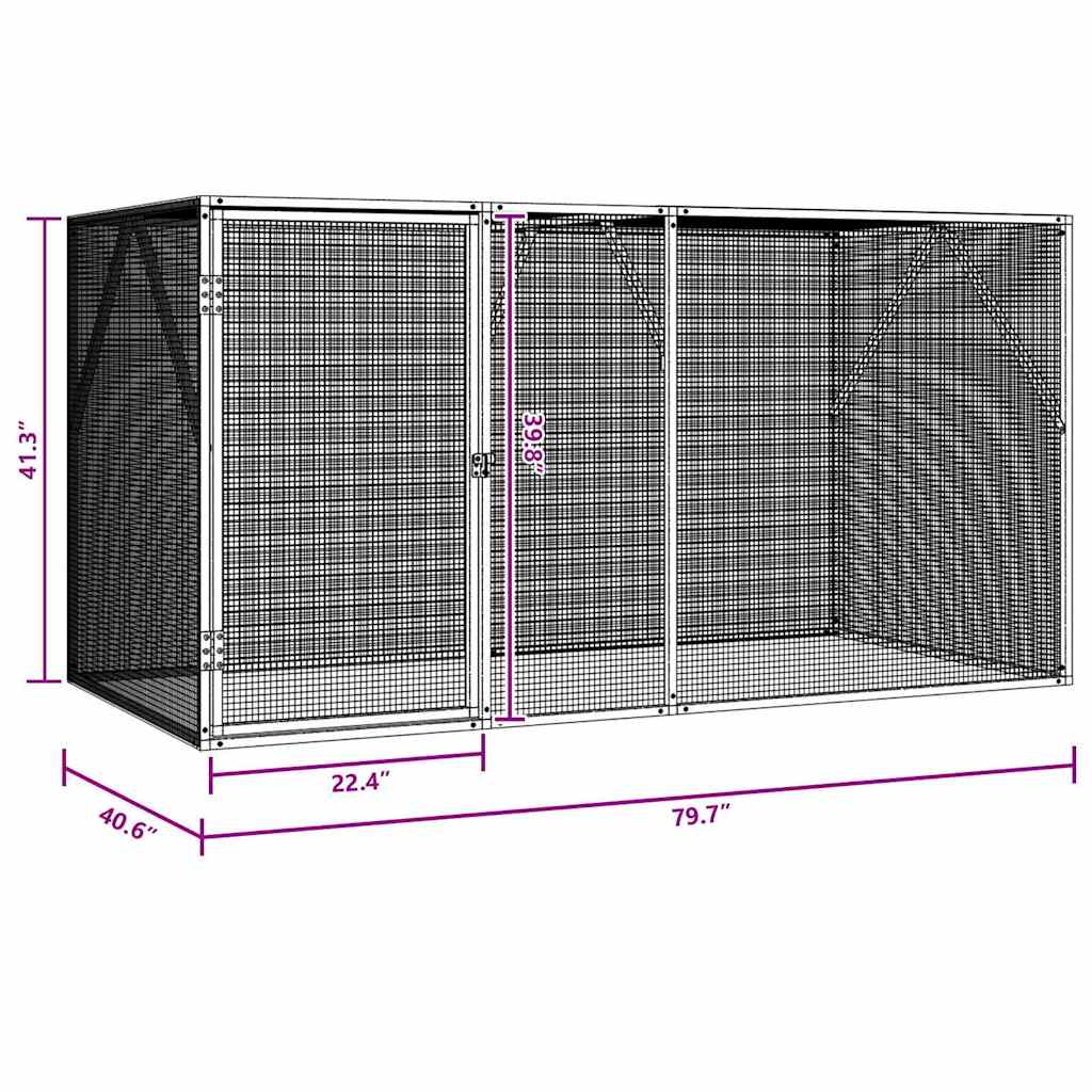 Gaiola para Pássaros Antracite 208 x 102 x 108 cm