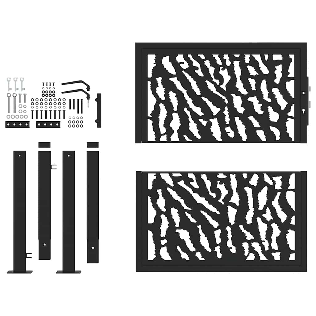 Portão de jardim preto 105x106 cm aço com design de rastros