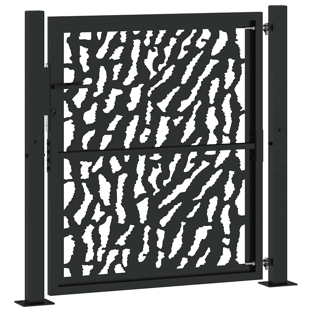 Portão de jardim preto 105x106 cm aço com design de rastros