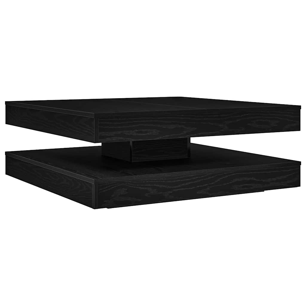 Mesa de centro giratória 360 graus carvalho preto 90x90x34,5 cm