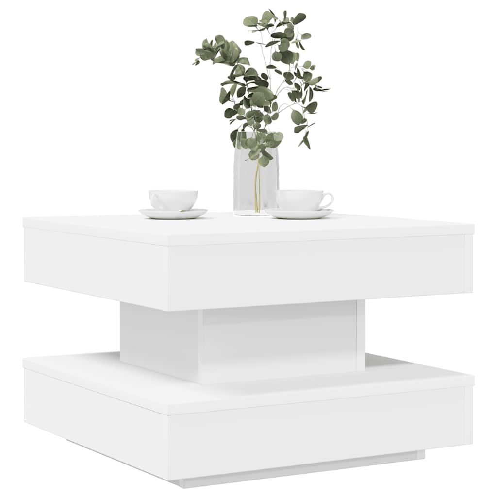 Mesa de centro rotativa a 360 graus 50x50x34,5 cm branco