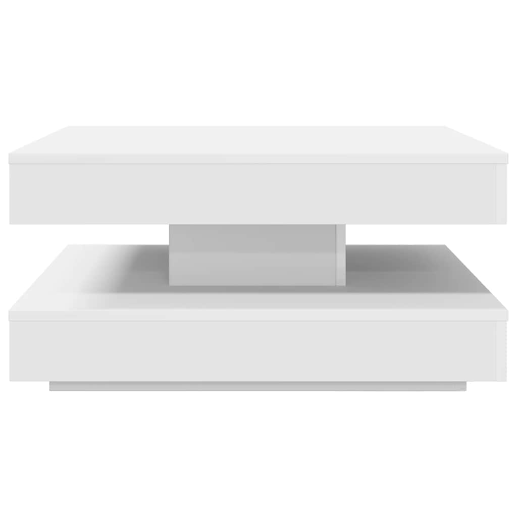 Mesa de centro rotativa a 360 graus 70x70x34,5 cm branco