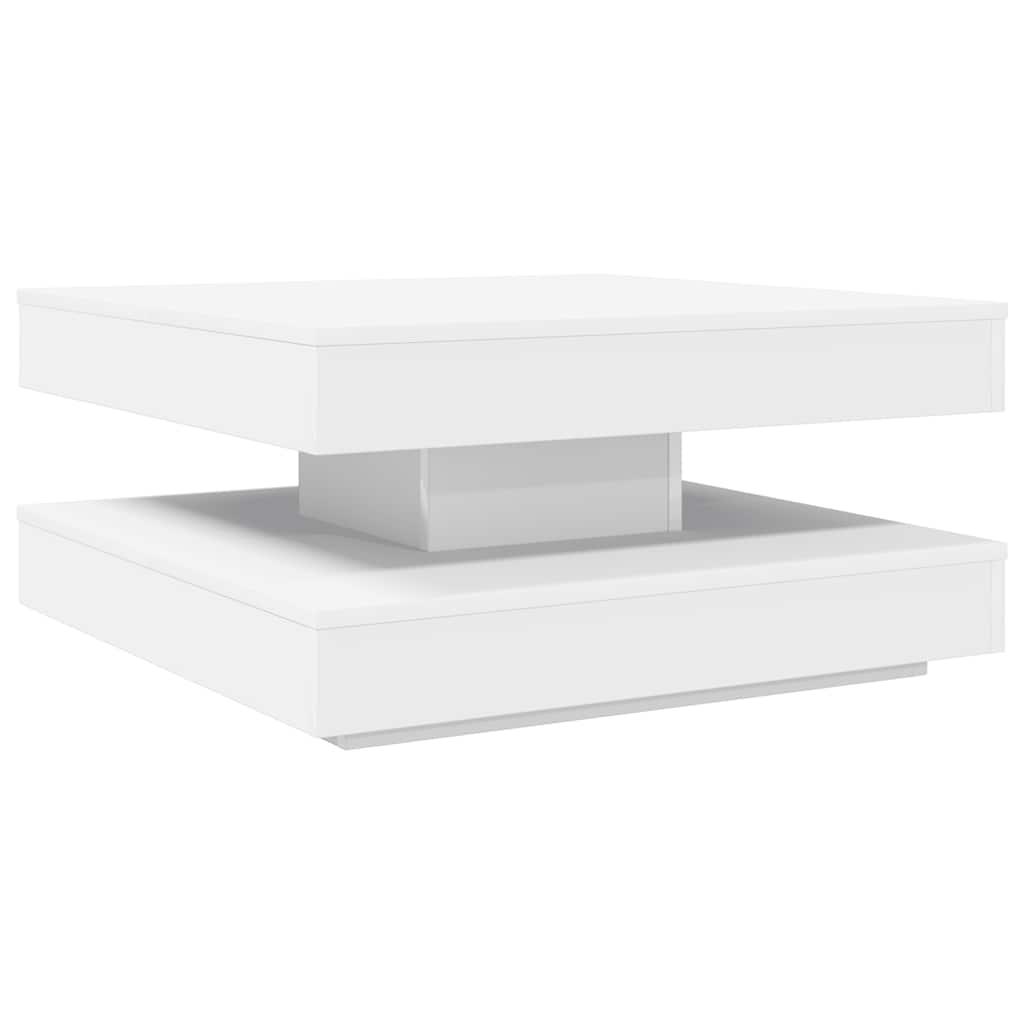 Mesa de centro rotativa a 360 graus 70x70x34,5 cm branco