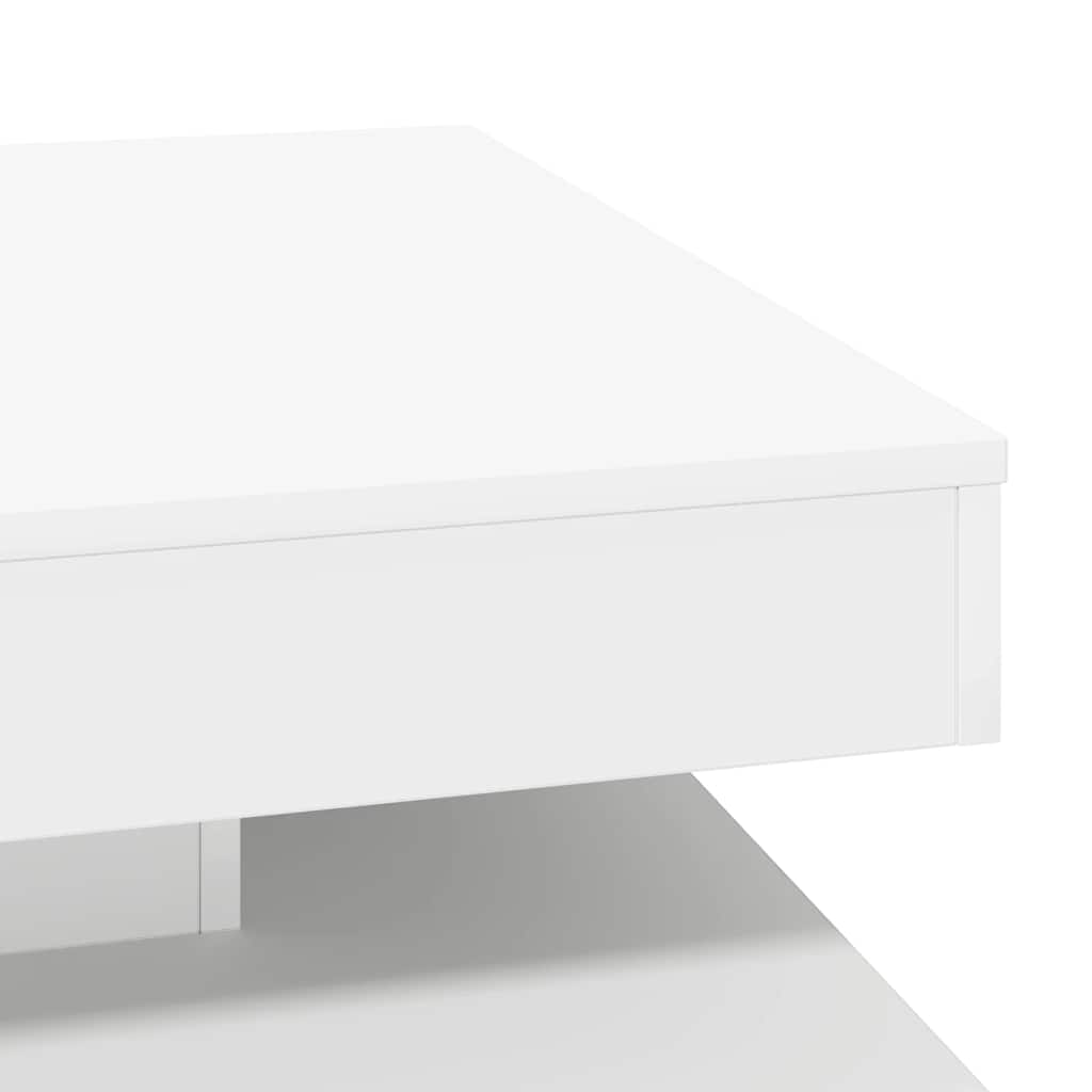 Mesa de centro rotativa a 360 graus 70x70x34,5 cm branco