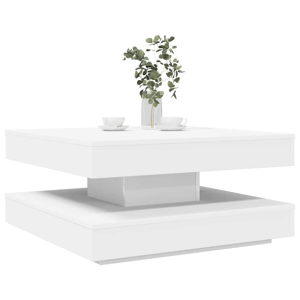 Mesa de centro rotativa a 360 graus 70x70x34,5 cm branco