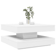 Mesa de centro rotativa a 360 graus 70x70x34,5 cm branco