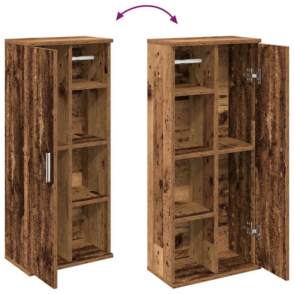 Móvel p/ casa banho c/ suporte rolos 39x22x90 cm madeira velha