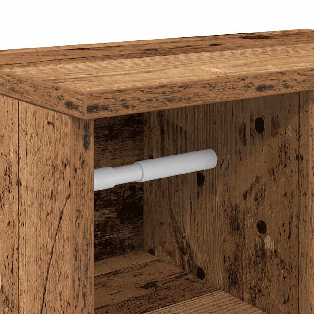 Móvel p/ casa banho c/ suporte rolos 39x22x90 cm madeira velha