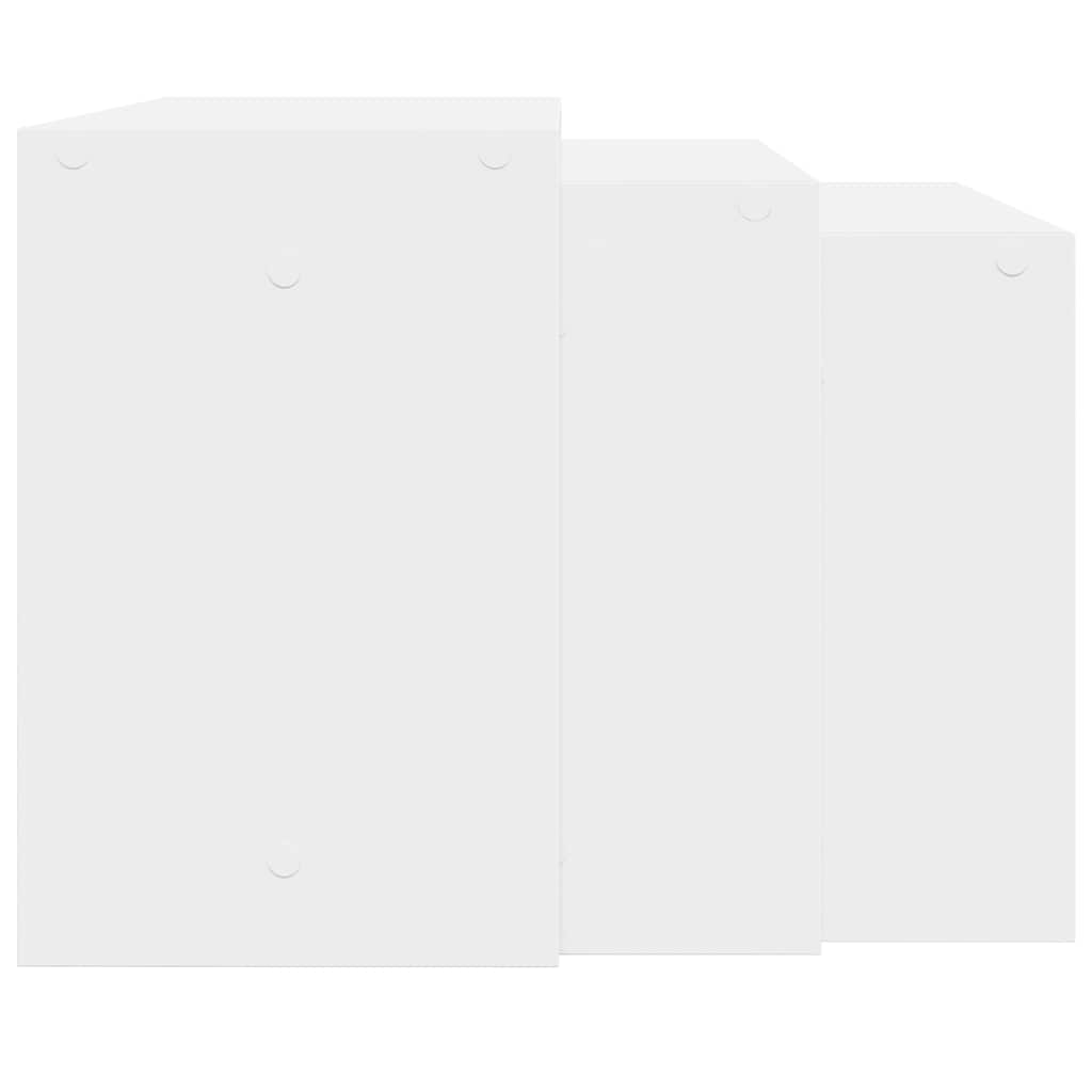 Mesas de encastrar 3 pcs derivados de madeira branco