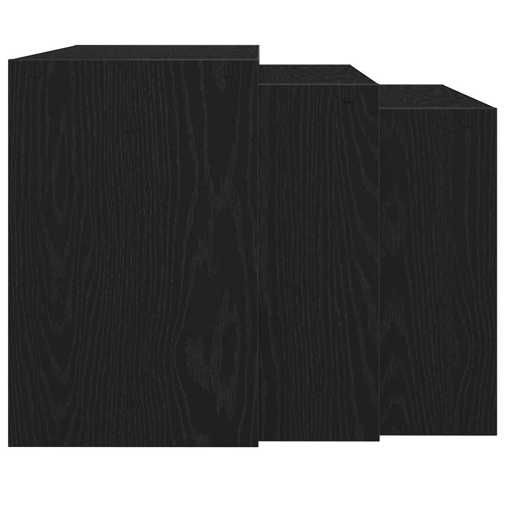 Mesas de encastrar 3 pcs derivados de madeira preto