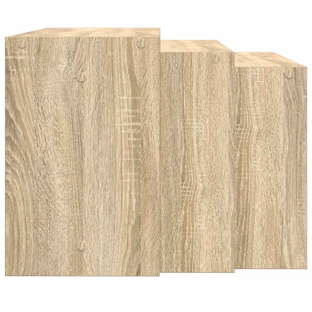 Mesas de encastrar 3 pcs derivados de madeira carvalho sonoma