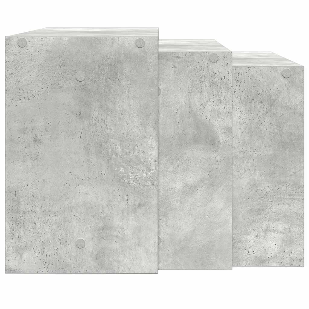 Mesas de encastrar 3 pcs derivados de madeira cinzento cimento