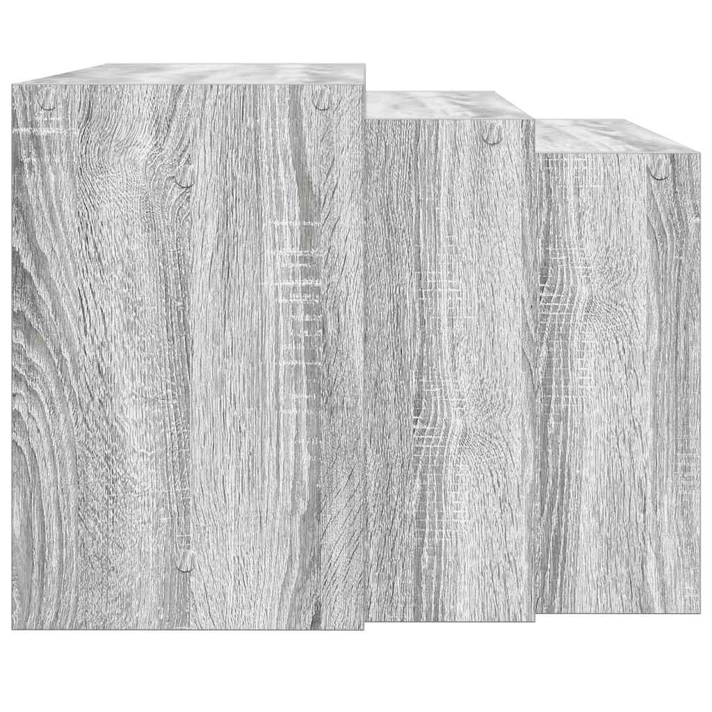 Mesas de encastrar 3 pcs derivados de madeira cinzento sonoma