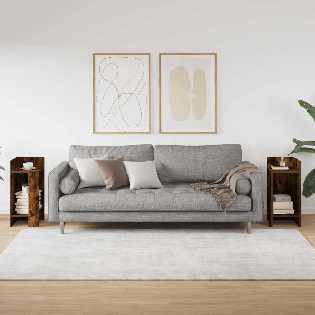 Mesas laterais 2 pcs prateleira 110x50x103 cm carvalho fumado