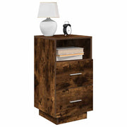 Mesa de cabeceira com 2 gavetas 36x36x68 cm carvalho fumado