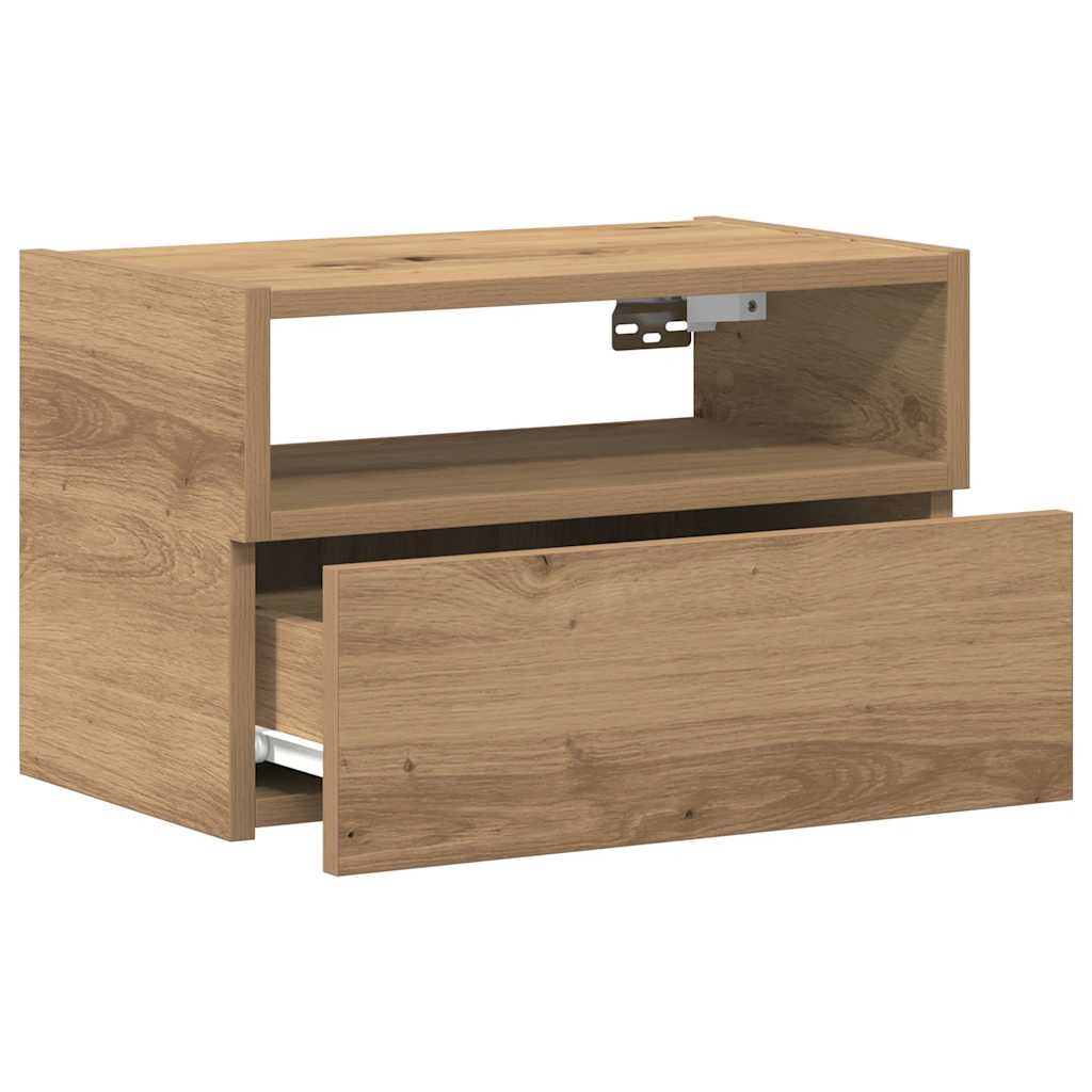 Mesa de cabeceira de parede 45x26x28,5cm cor carvalho artisiano
