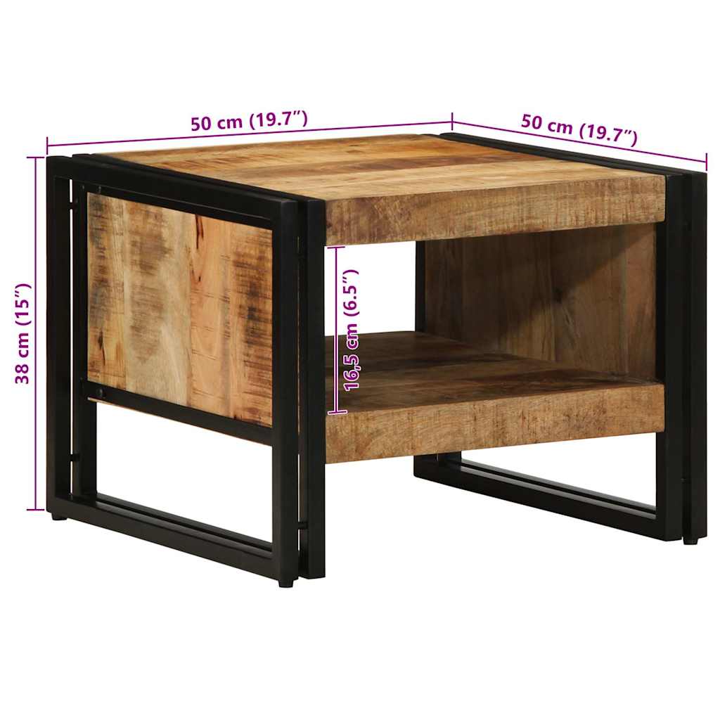 Mesa de centro 50x50x38 cm madeira de mangueira áspera maciça