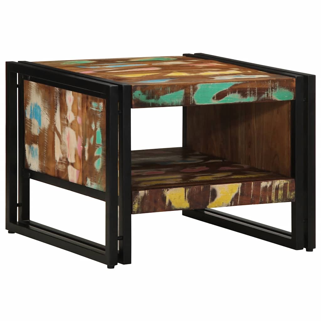 Mesa de centro multicor 50x50x38 cm madeira maciça recuperada
