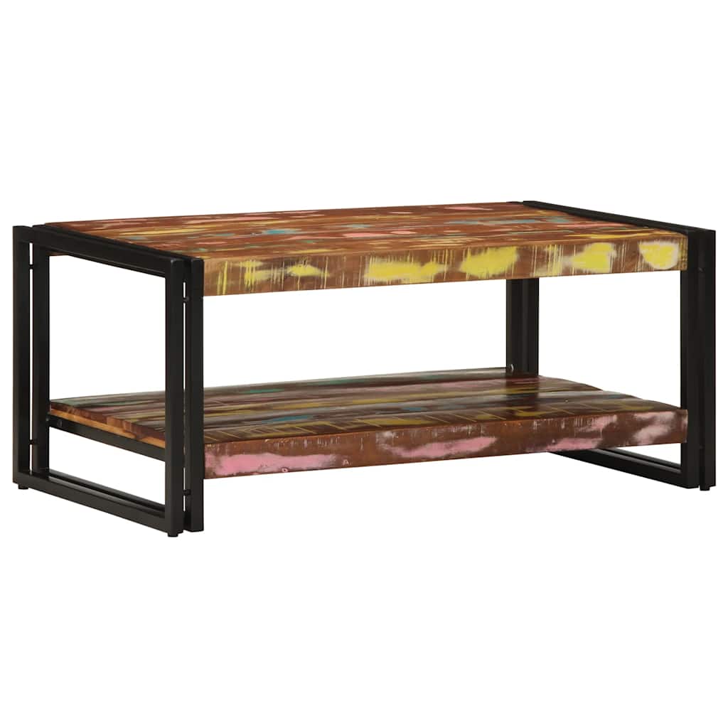 Mesa de centro multicor 90x50x38 cm madeira maciça recuperada