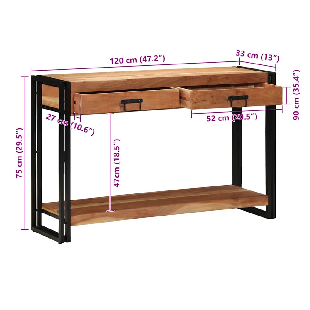 Aparador Castanho 90 x 33 x 75 cm Madeira de mangueira maciça