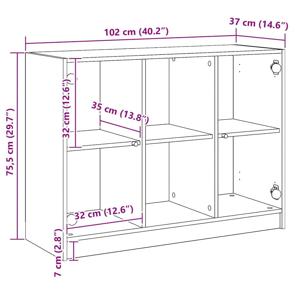 Aparador 102x37x75,5 cm madeira processada carvalho artisiano