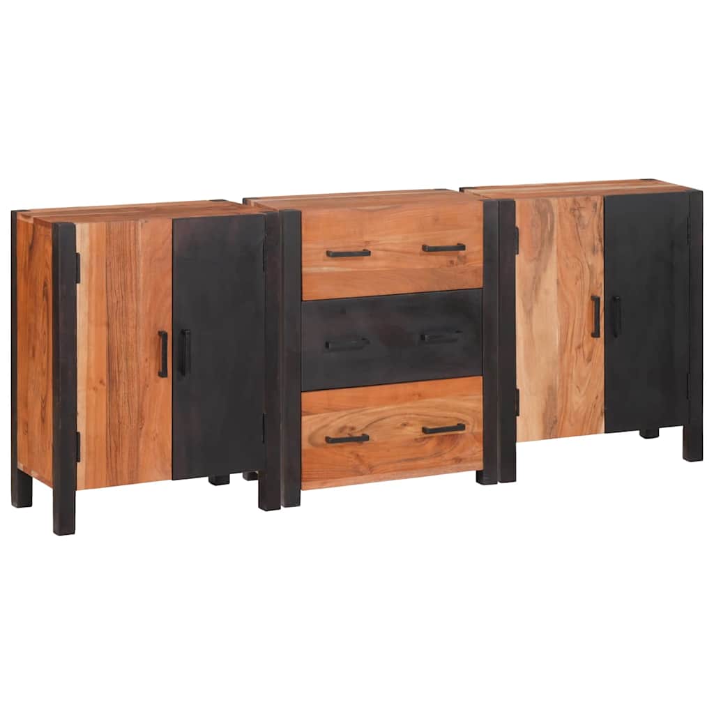 Buffet 3 pcs Castanho 55 x 30 x 75 cm Madeira de acácia maciça
