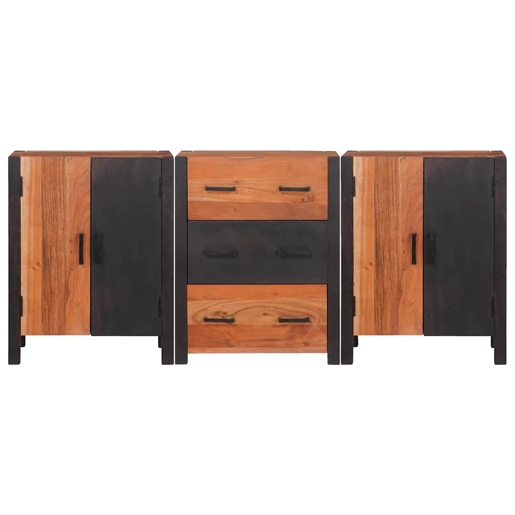 Buffet 3 pcs Castanho 55 x 30 x 75 cm Madeira de acácia maciça