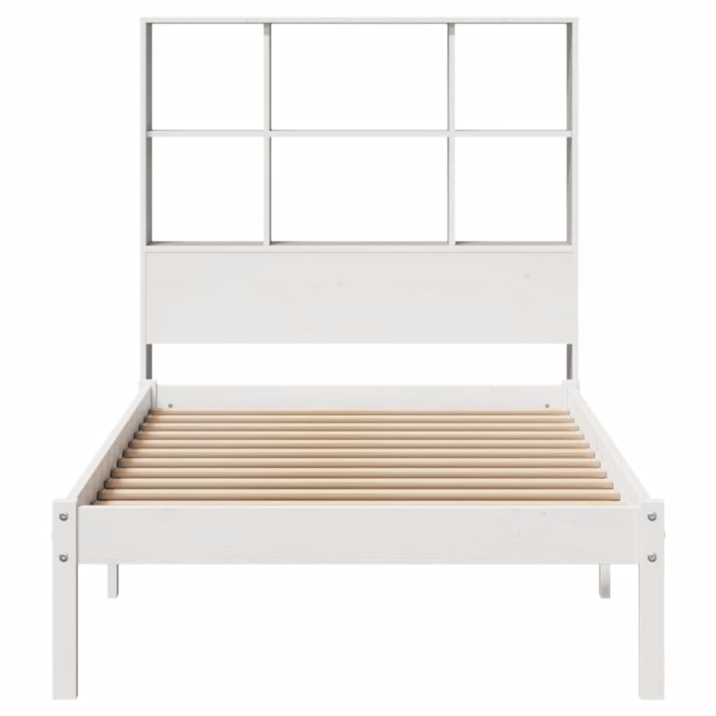 Cama com estante sem colchão 90x200 cm pinho maciço branco