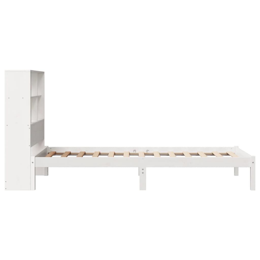 Cama com estante sem colchão 90x200 cm pinho maciço branco