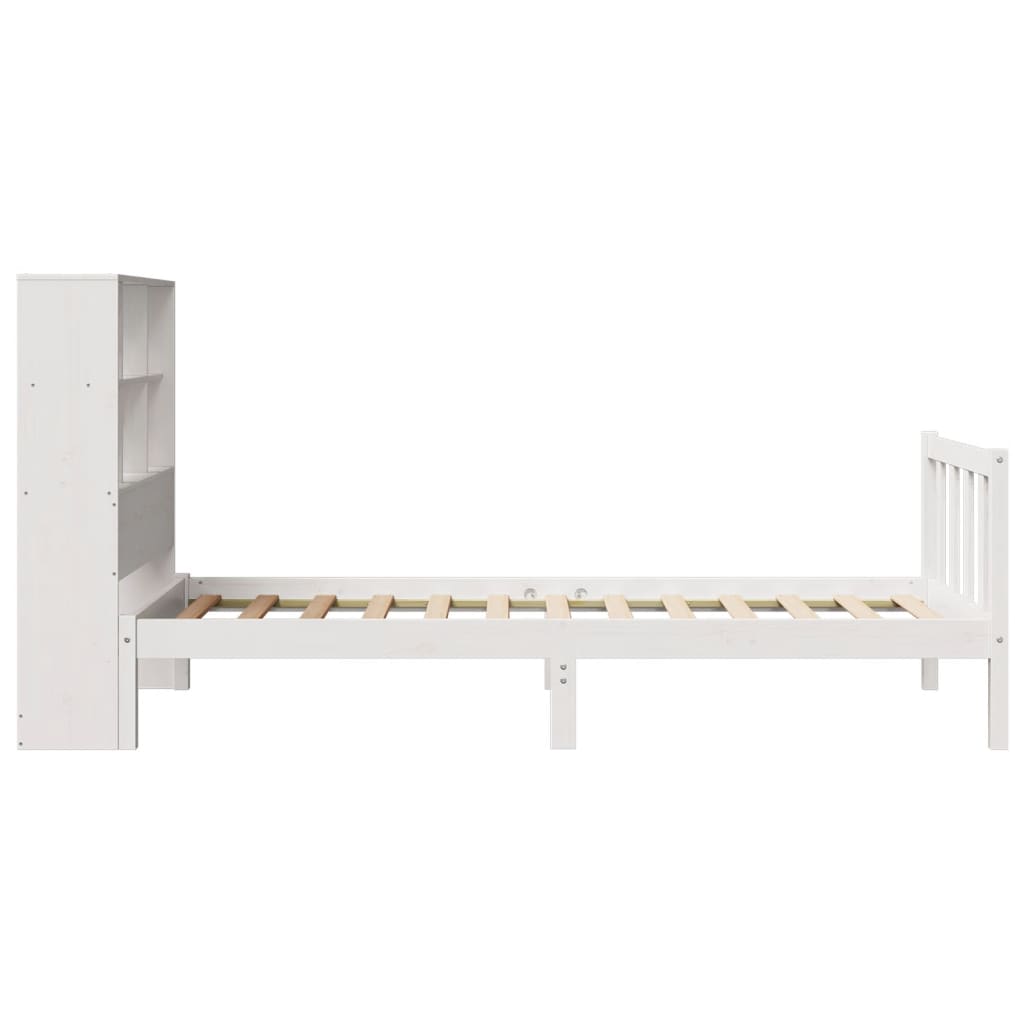 Cama com estante sem colchão 90x190 cm pinho maciço branco