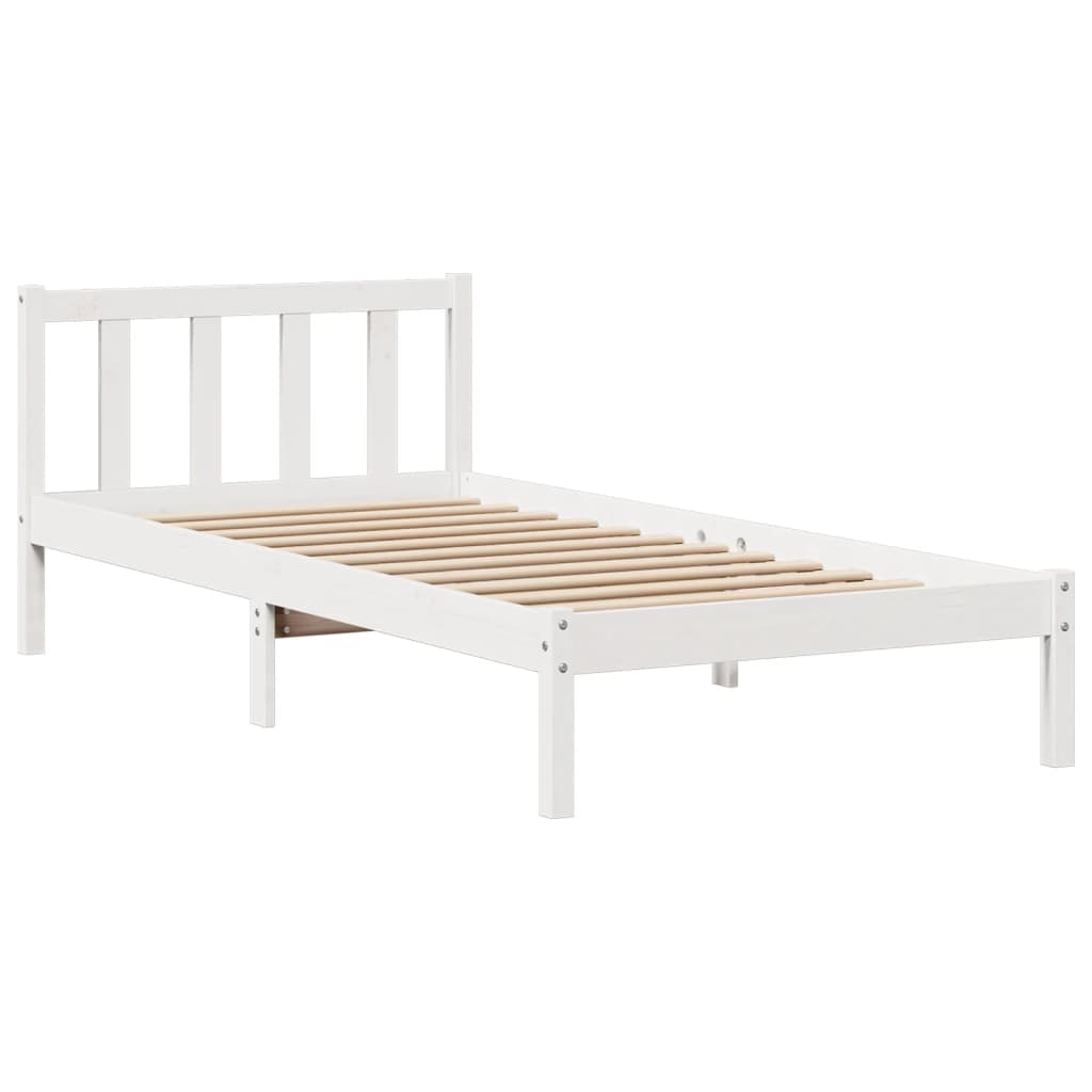 Cama com estante sem colchão 90x200 cm pinho maciço branco