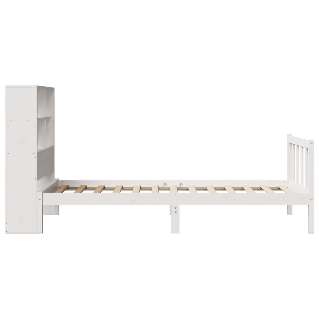 Cama com estante sem colchão 90x200 cm pinho maciço branco