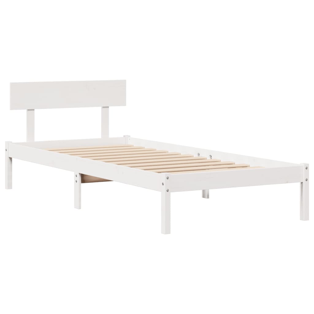 Cama com estante sem colchão 90x190 cm pinho maciço branco