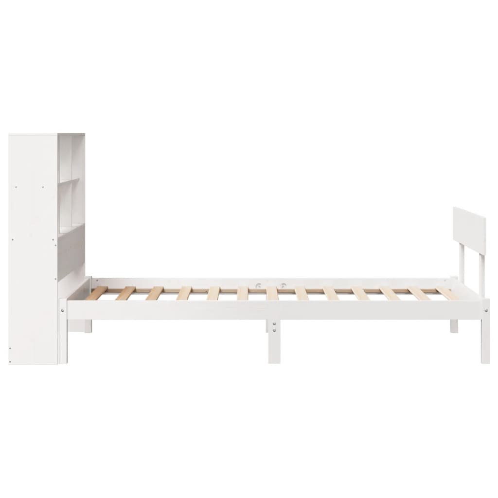 Cama com estante sem colchão 90x190 cm pinho maciço branco