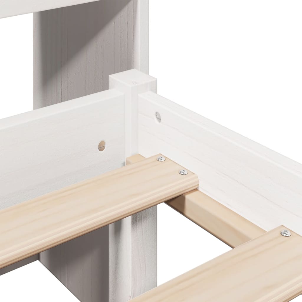 Cama com estante sem colchão 90x190 cm pinho maciço branco