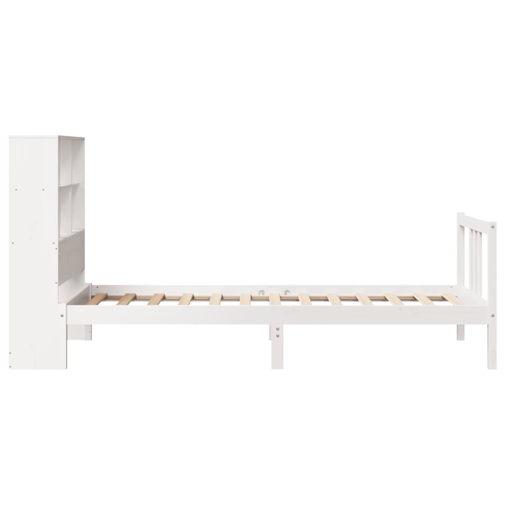 Cama com estante sem colchão 90x200 cm pinho maciço branco