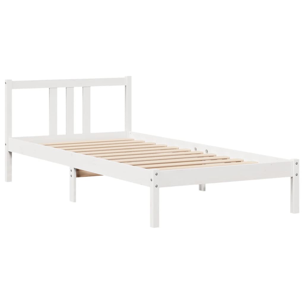 Cama com estante sem colchão 90x200 cm pinho maciço branco
