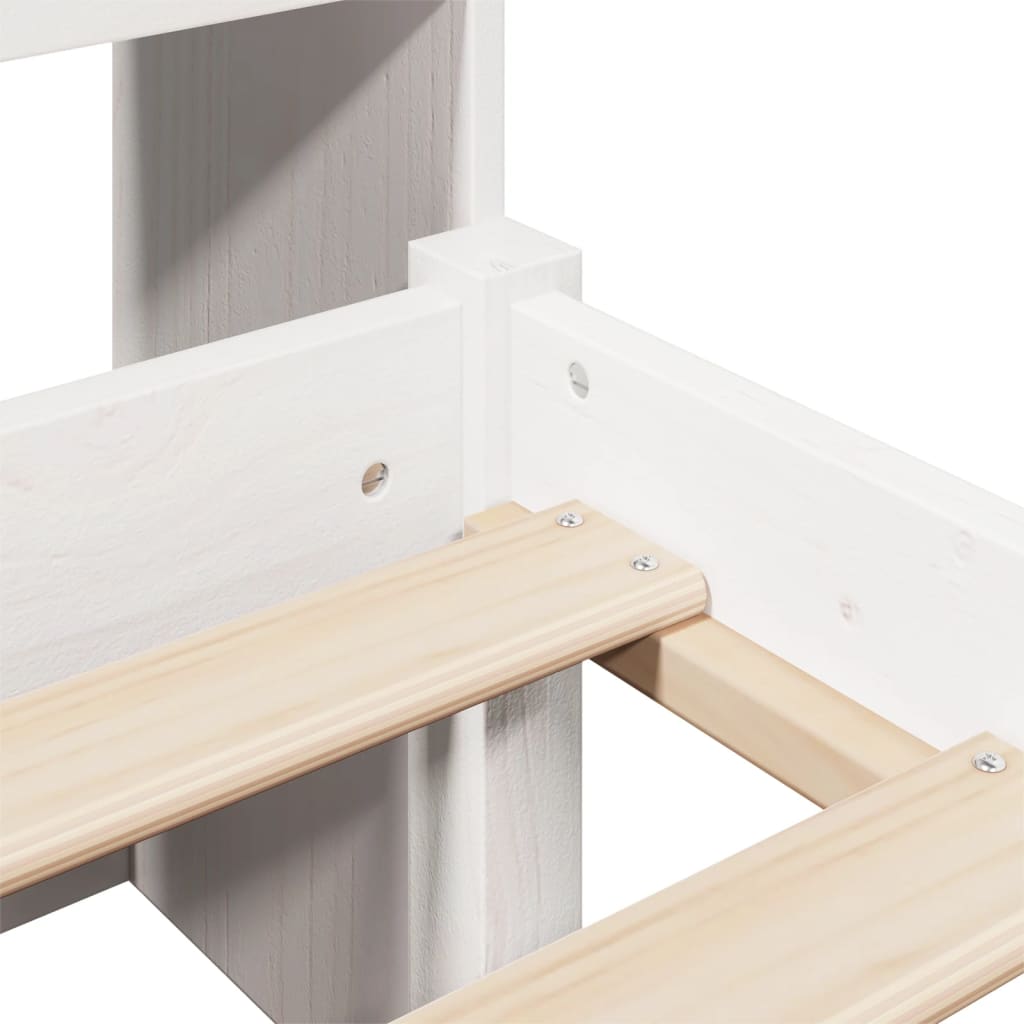 Cama com estante sem colchão 90x200 cm pinho maciço branco