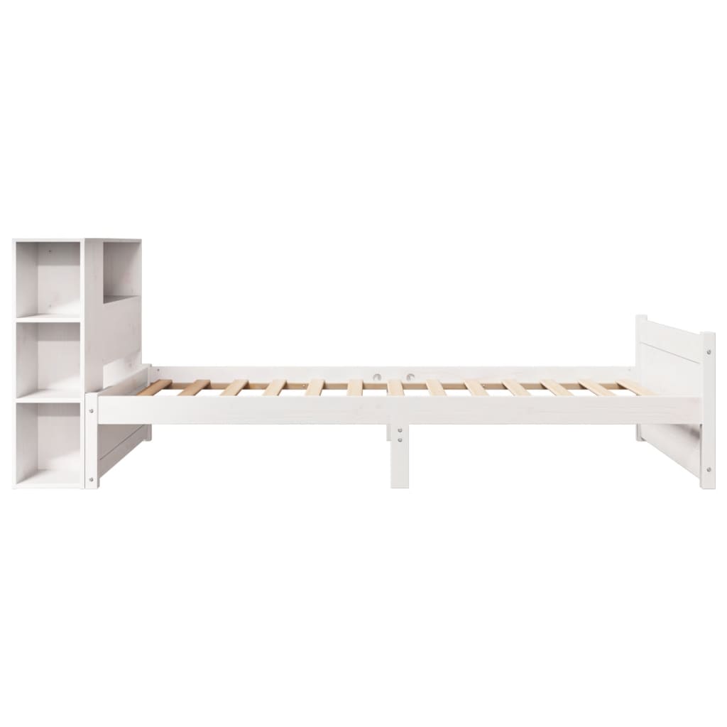 Cama com estante sem colchão 75x190 cm pinho maciço branco