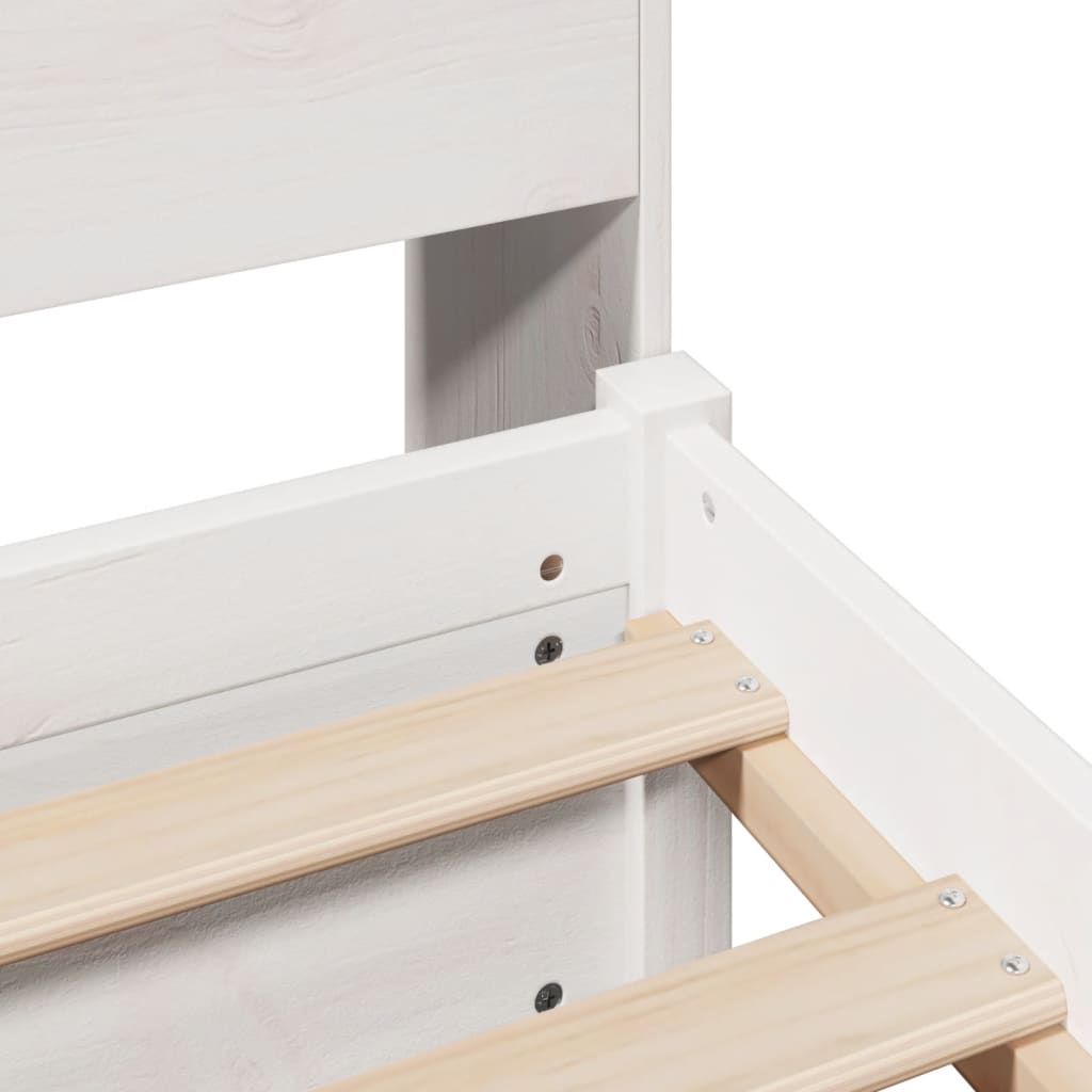 Cama com estante sem colchão 75x190 cm pinho maciço branco