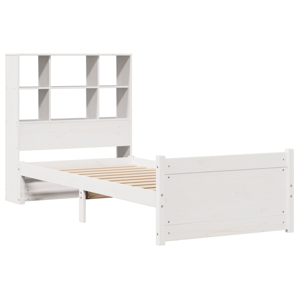 Cama com estante sem colchão 90x190 cm pinho maciço branco