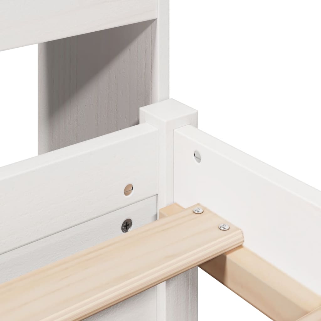 Cama com estante sem colchão 90x190 cm pinho maciço branco