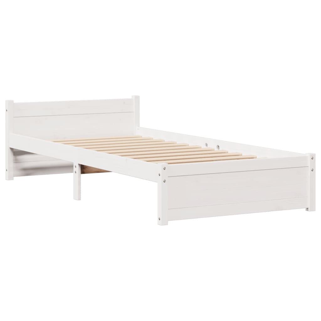 Cama com estante sem colchão 90x200 cm pinho maciço branco