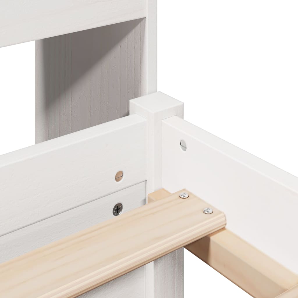 Cama com estante sem colchão 90x200 cm pinho maciço branco