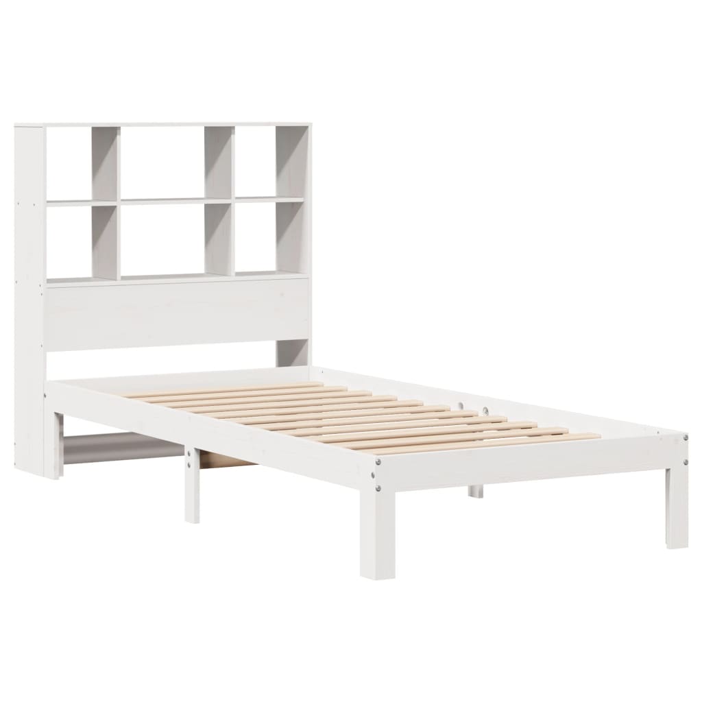 Cama com estante sem colchão 90x190 cm pinho maciço branco