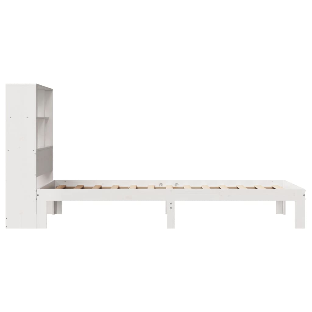 Cama com estante sem colchão 90x190 cm pinho maciço branco